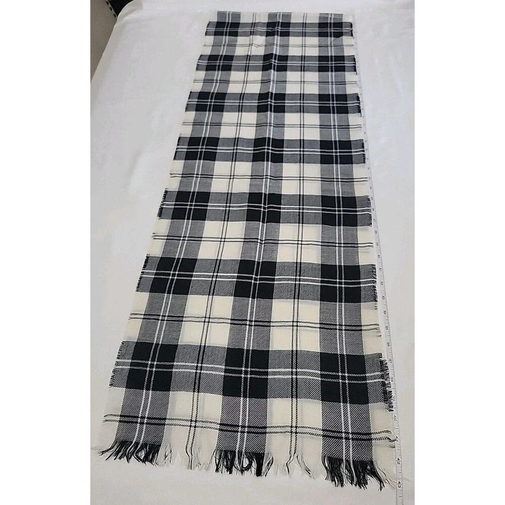 Lochcarron of Scotland 100% Pure New Wool Scarf - Black & White Tartan